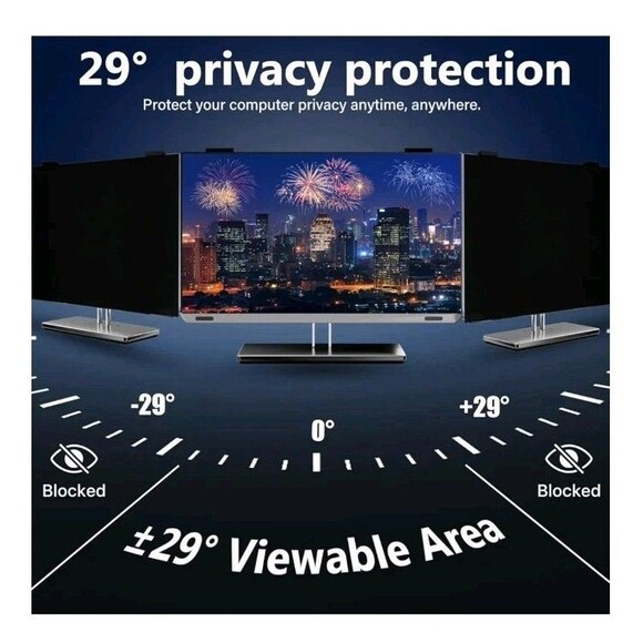 Magnetic Computer Privacy Screen Filter 24 inch, Removable Hanging Thin Bezel An - Picture 4 of 9